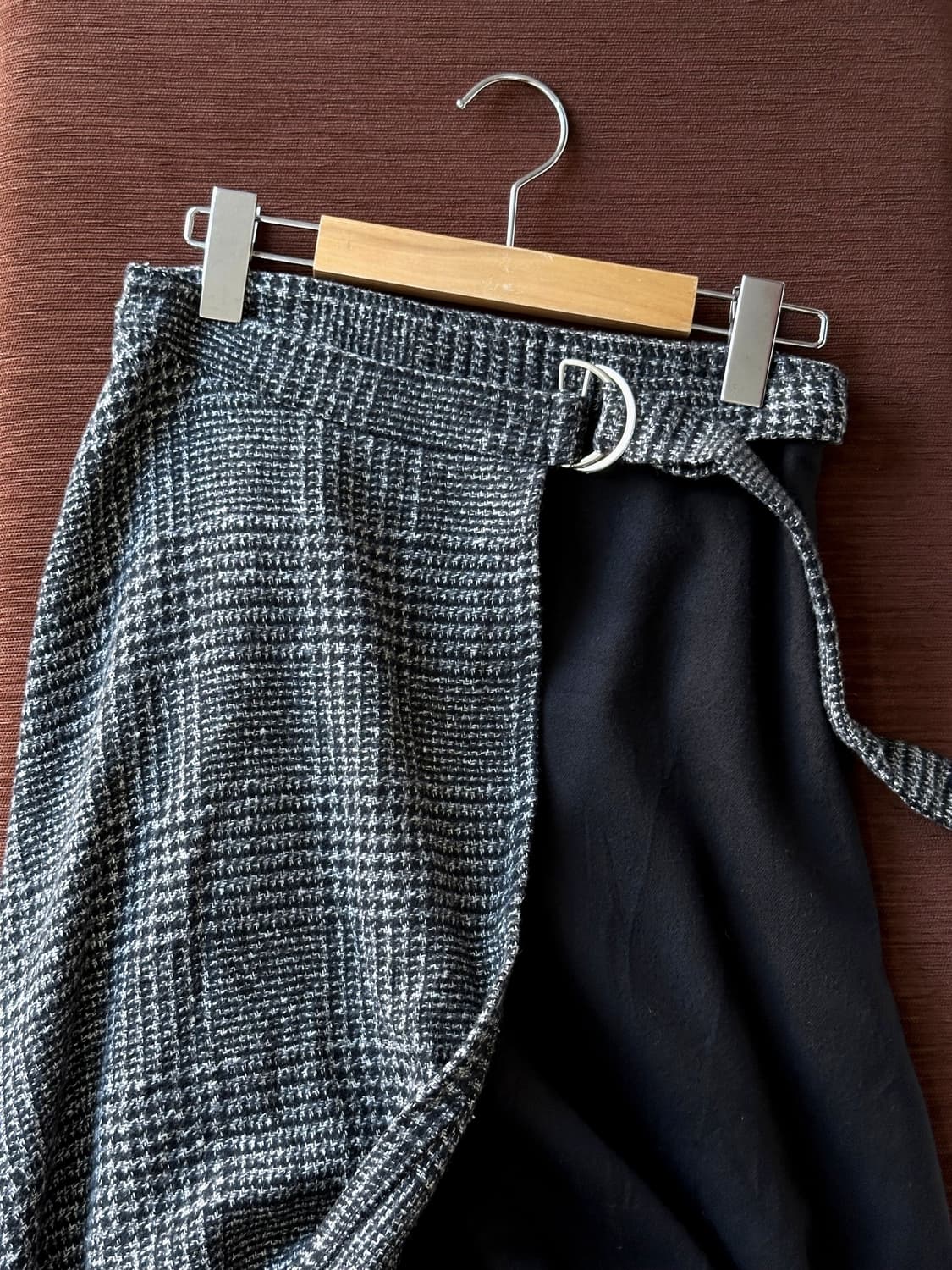 Tweed fabric wrap panel loose skirt 상품이미지1