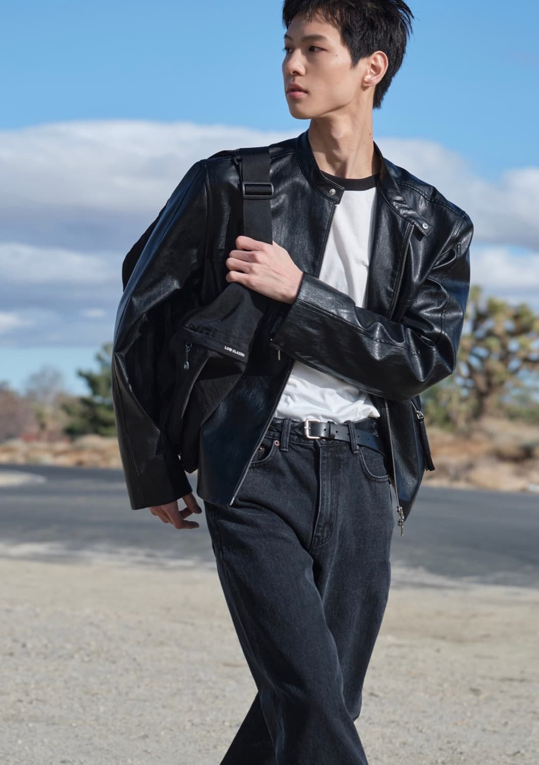 로우클래식 Bandcollar Leather Jacket 블랙 상품이미지2