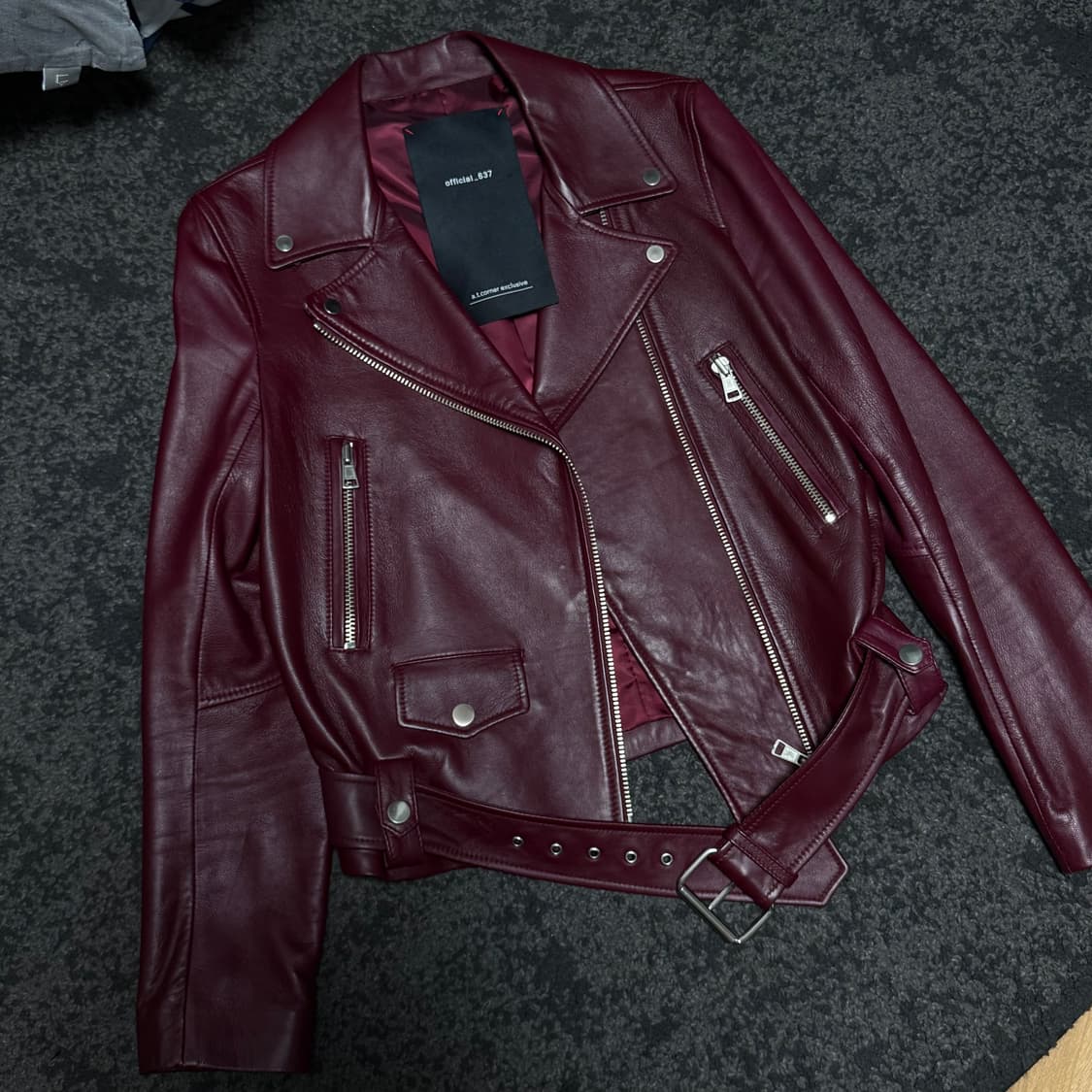 a.t corner official 637 버건디 와인 라이더 자켓  상품이미지1