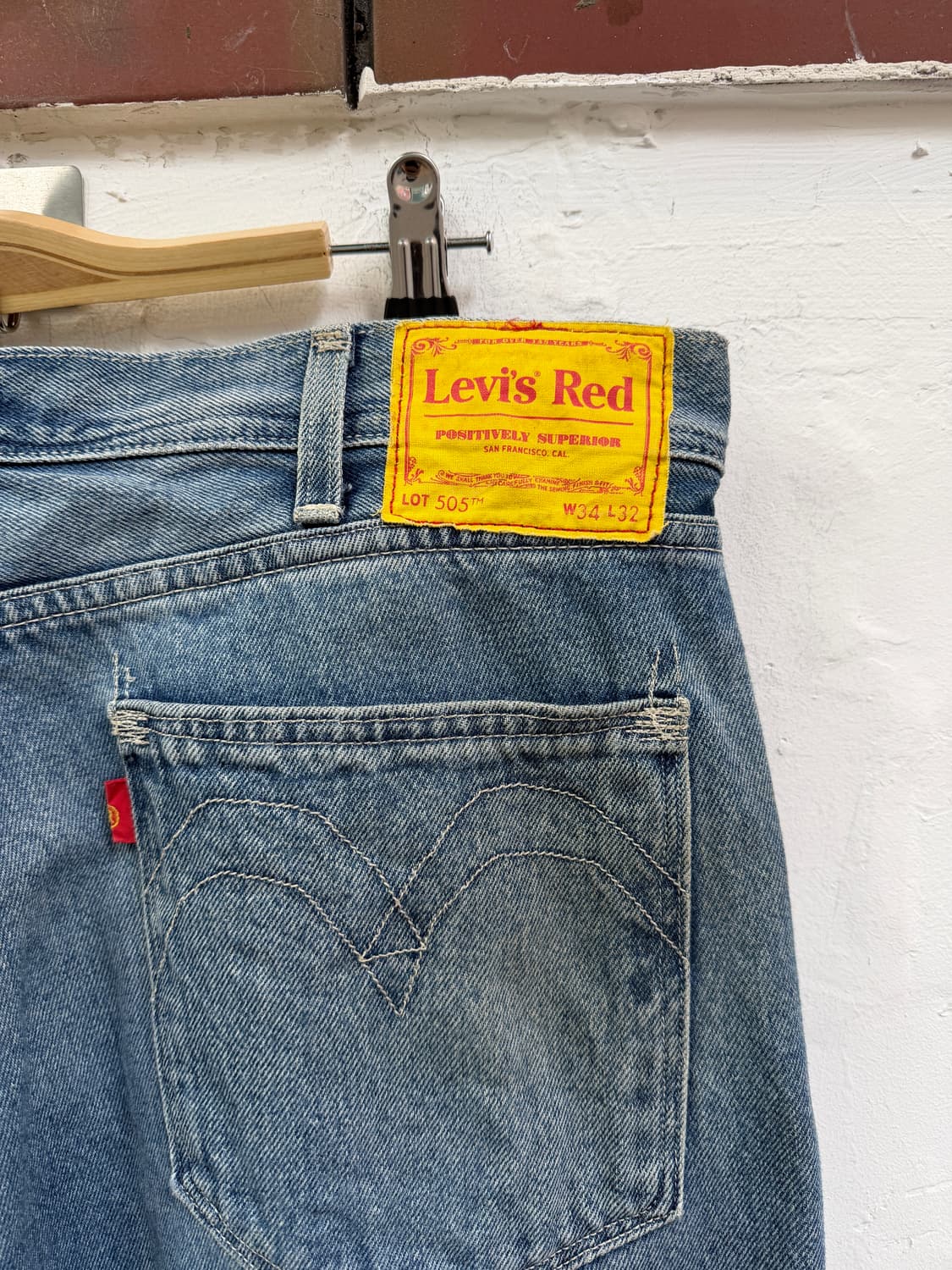 Levis Red 505 레귤러 스트레이트 데님 진 34x32 상품이미지10