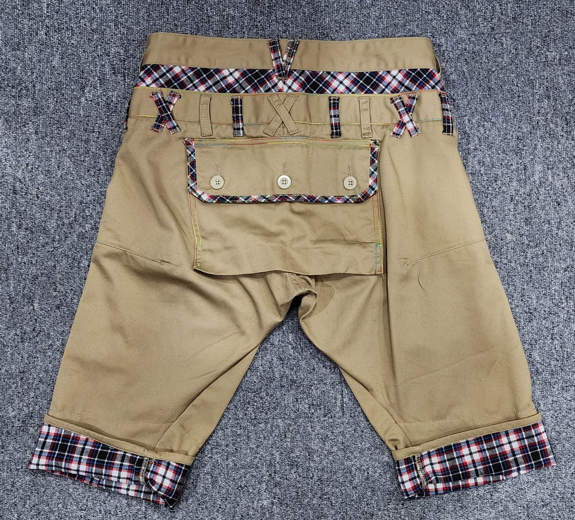 빈티지 재팬 체크 패턴 레이어드 치노 하프 팬츠 반바지 상품이미지2