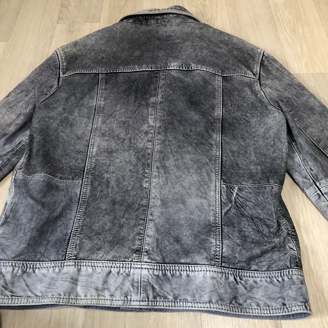 (M-L) 자라 ZARA 양가죽 페이디드 다잉 워싱 트러커 자켓 상품이미지8