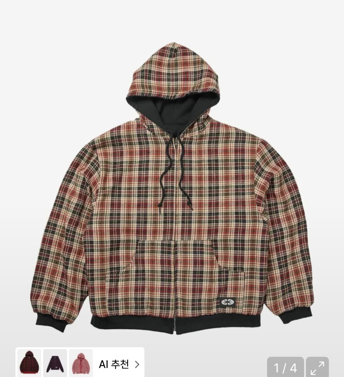 [L]ertr 이알티알 리버시블 체크 레드 후드 집업 상품이미지1