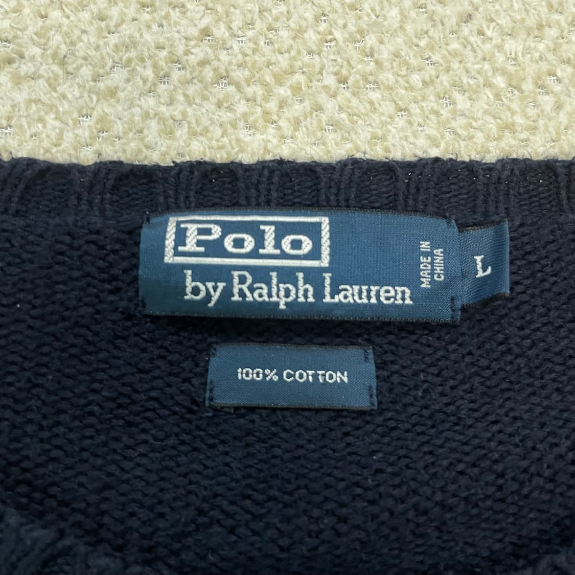 폴로 랄프로렌 포니 로고 코튼 라운드 니트 네이비 상품이미지3