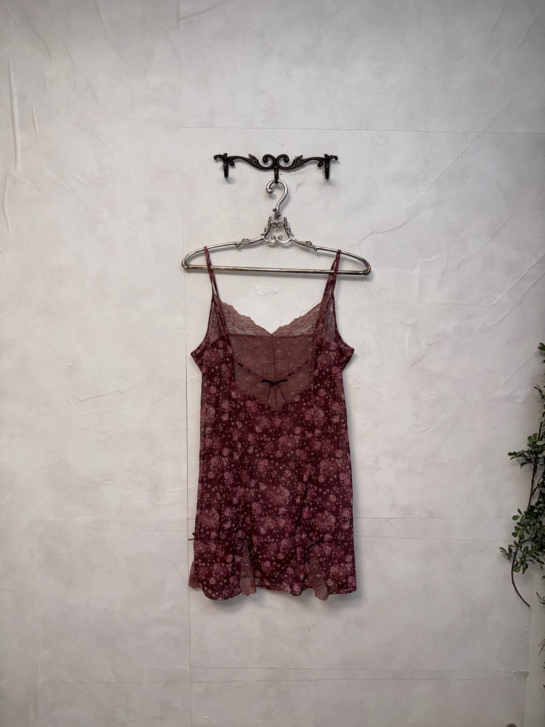 Dark rose pink floral lace slip ops 상품이미지4