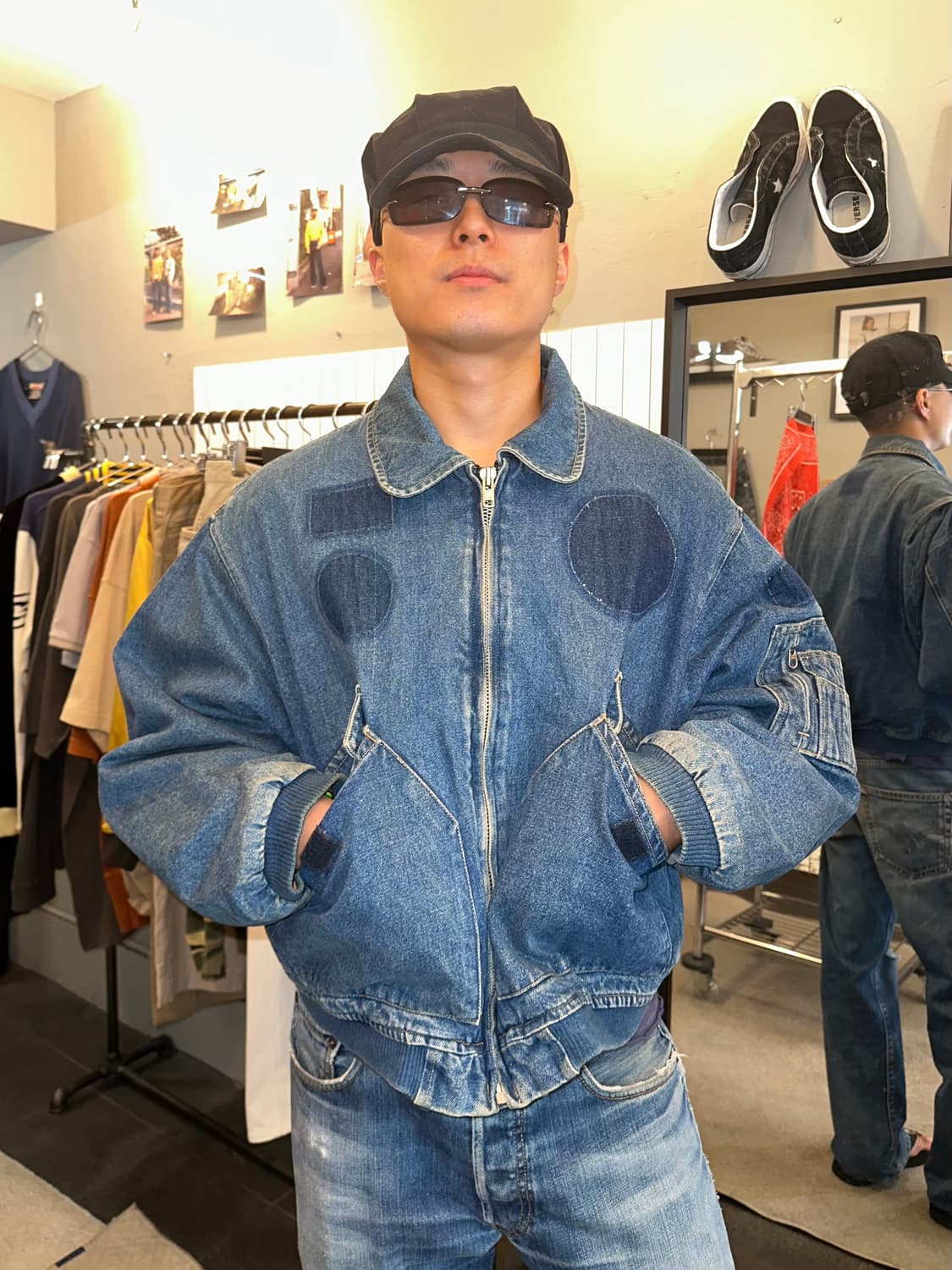 90’s Japanese patch denim flight jacket 상품이미지2