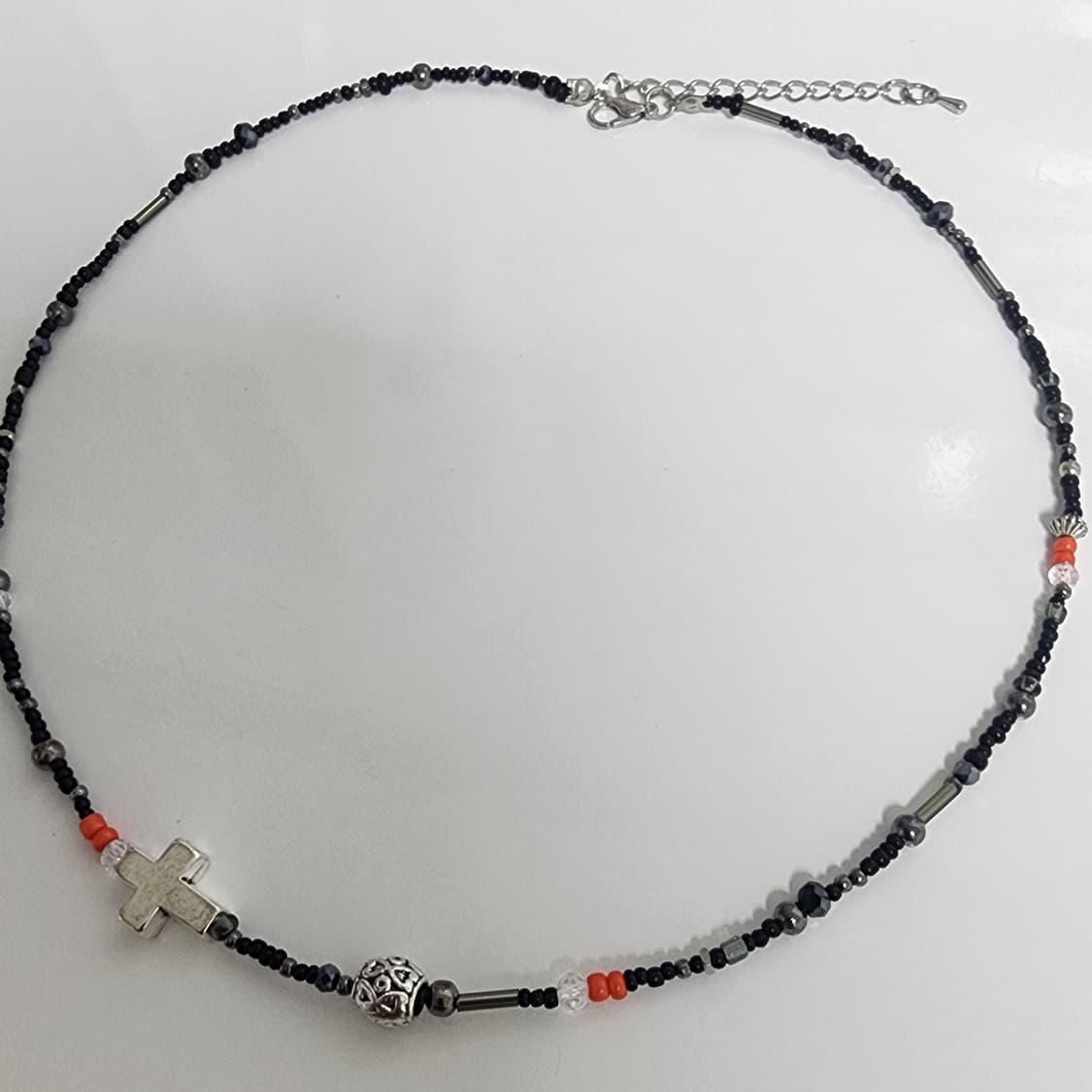 남자 블랙 십자가 비즈 목걸이 상품이미지2