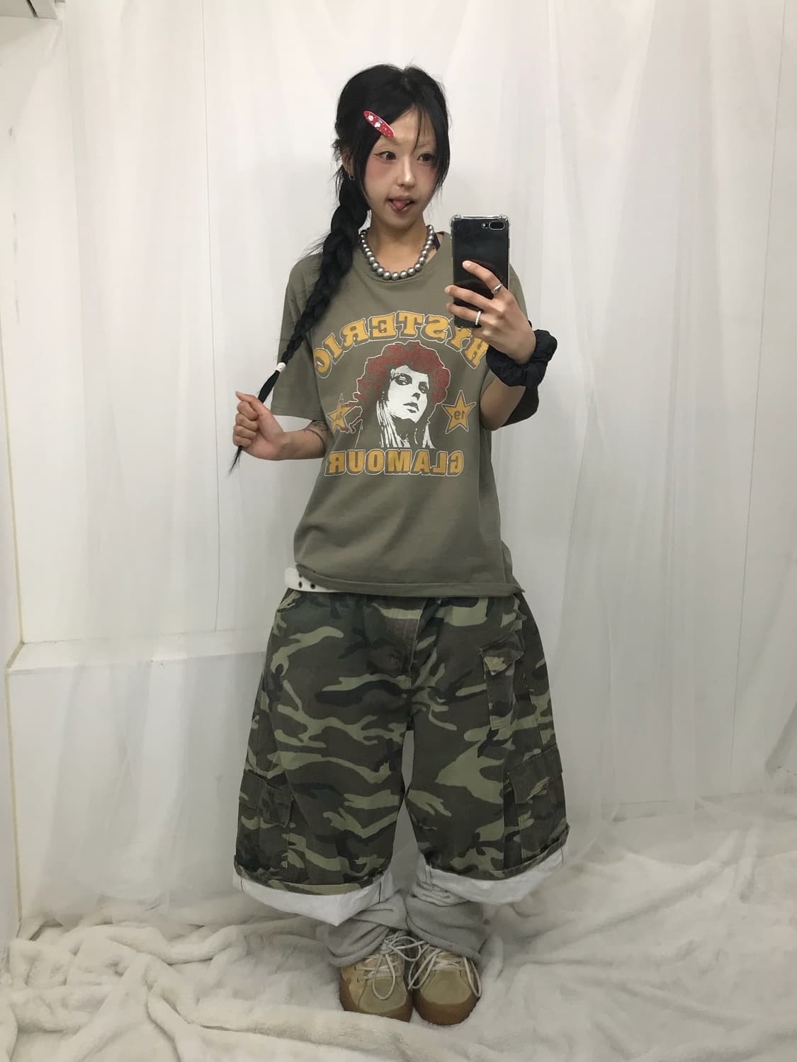 < Hysteric Glamour His Girl Khaki T-shir 상품이미지3