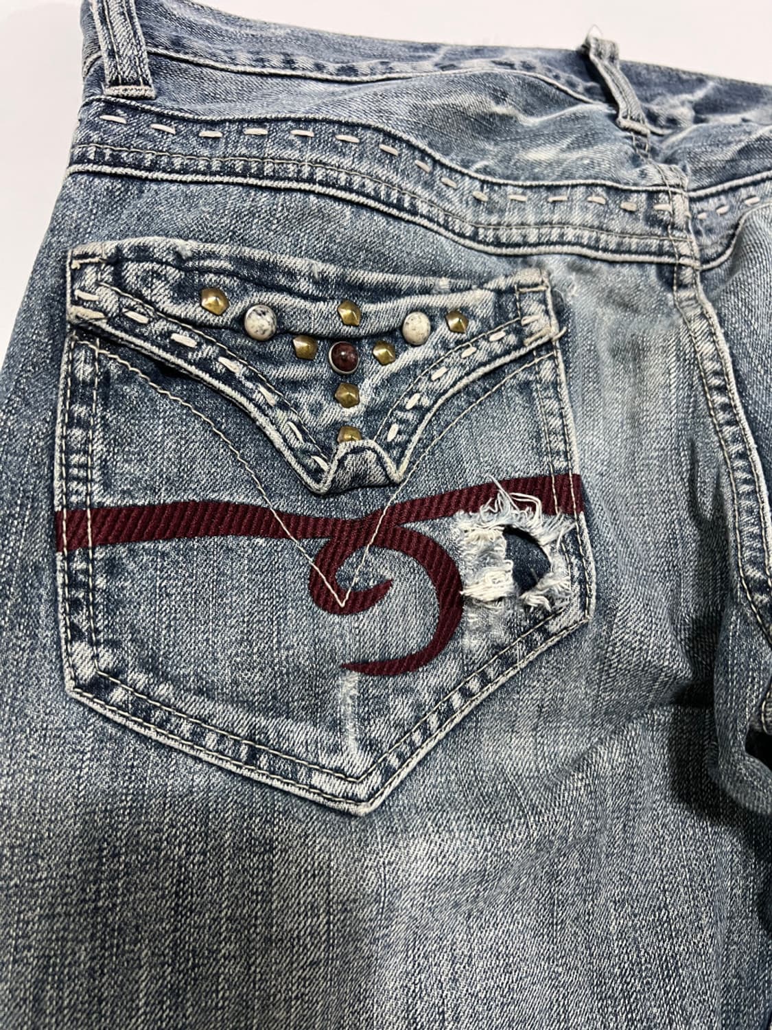 japanese vintage 포켓 디테일 y2k 펑키 워싱 데님펜츠 상품이미지2