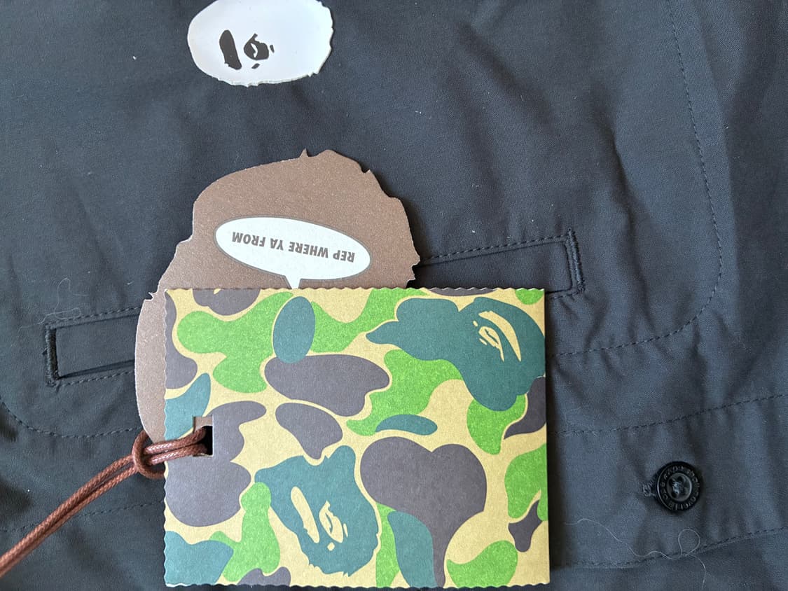 새제품) BAPE 베이프  밴드칼라 셔츠 블랙 L 상품이미지4