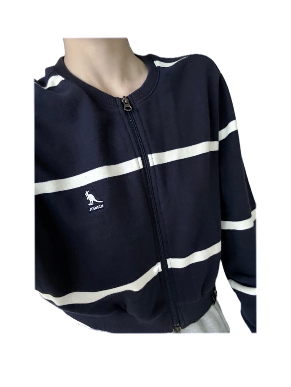 Kangol 캉골 빈티지 리메이크 크롭 스트라이프 집업 상품이미지1