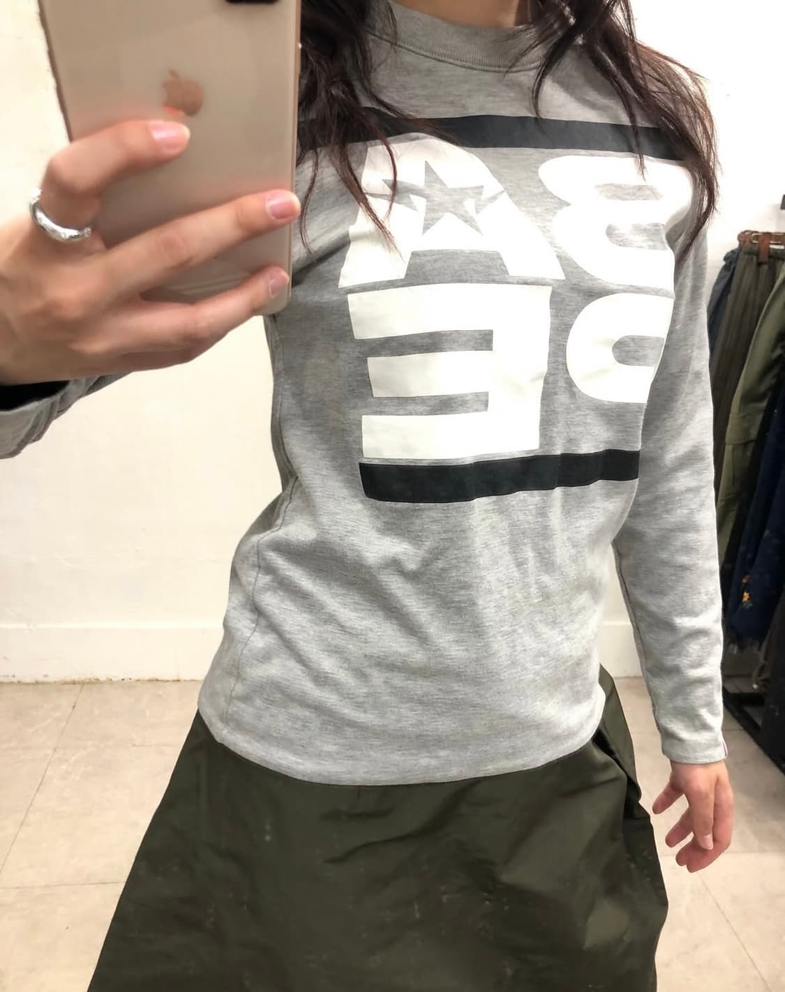 딱붙핏 베이프 양면 롱슬리브 티셔츠 상품이미지4