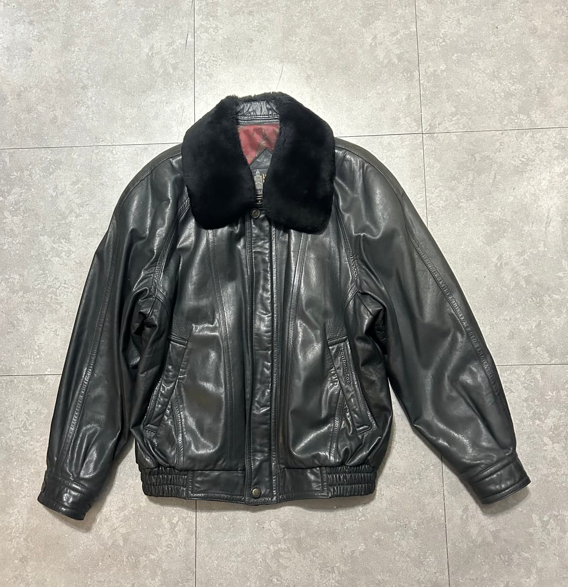 80s  런던포그 빈티지 블랙  소가죽  라이더  자켓  100size  상품이미지1