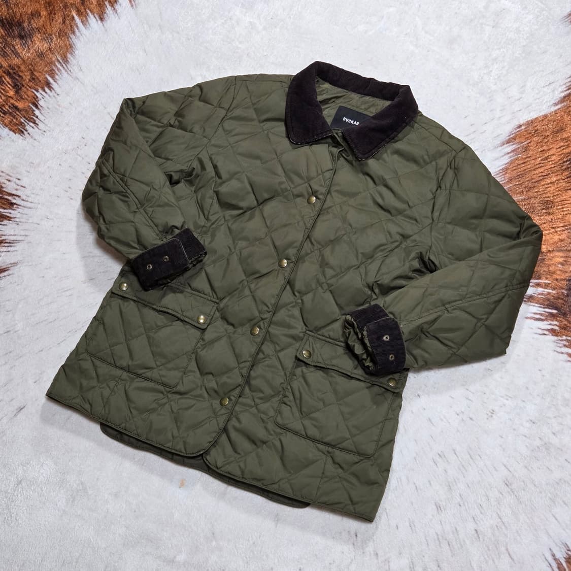 버커루 카키 누빔 덕다운 경량 패딩 자켓 상품이미지1