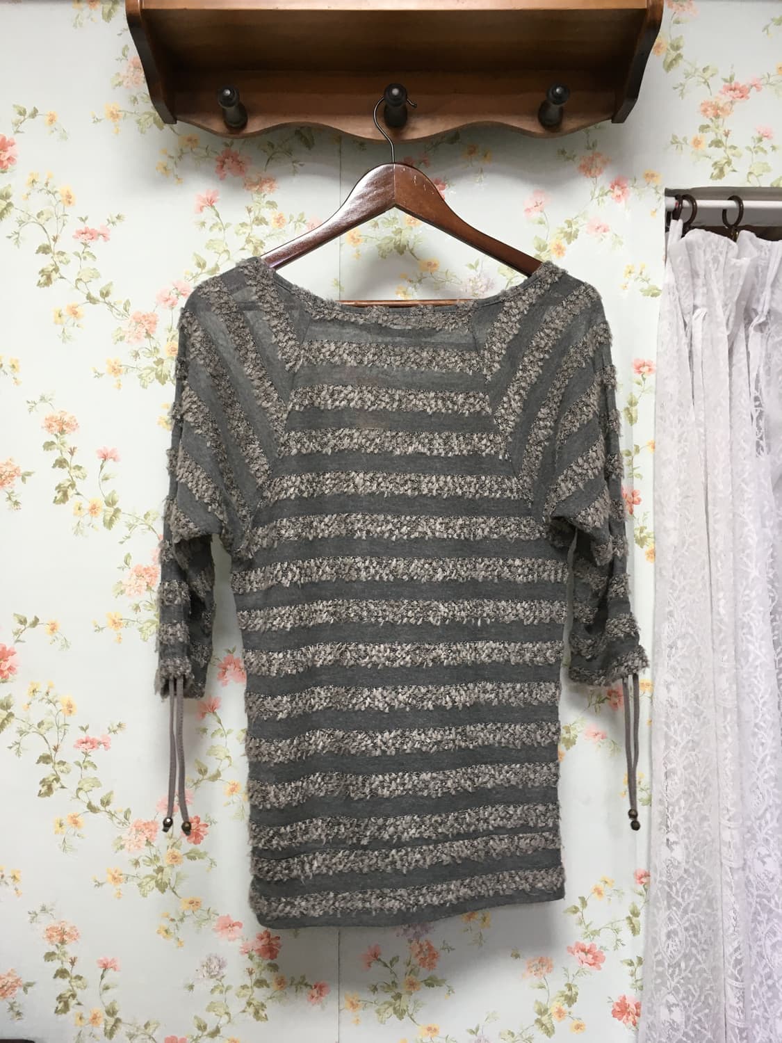 시스루 스트라이프 7부 티셔츠 상품이미지2