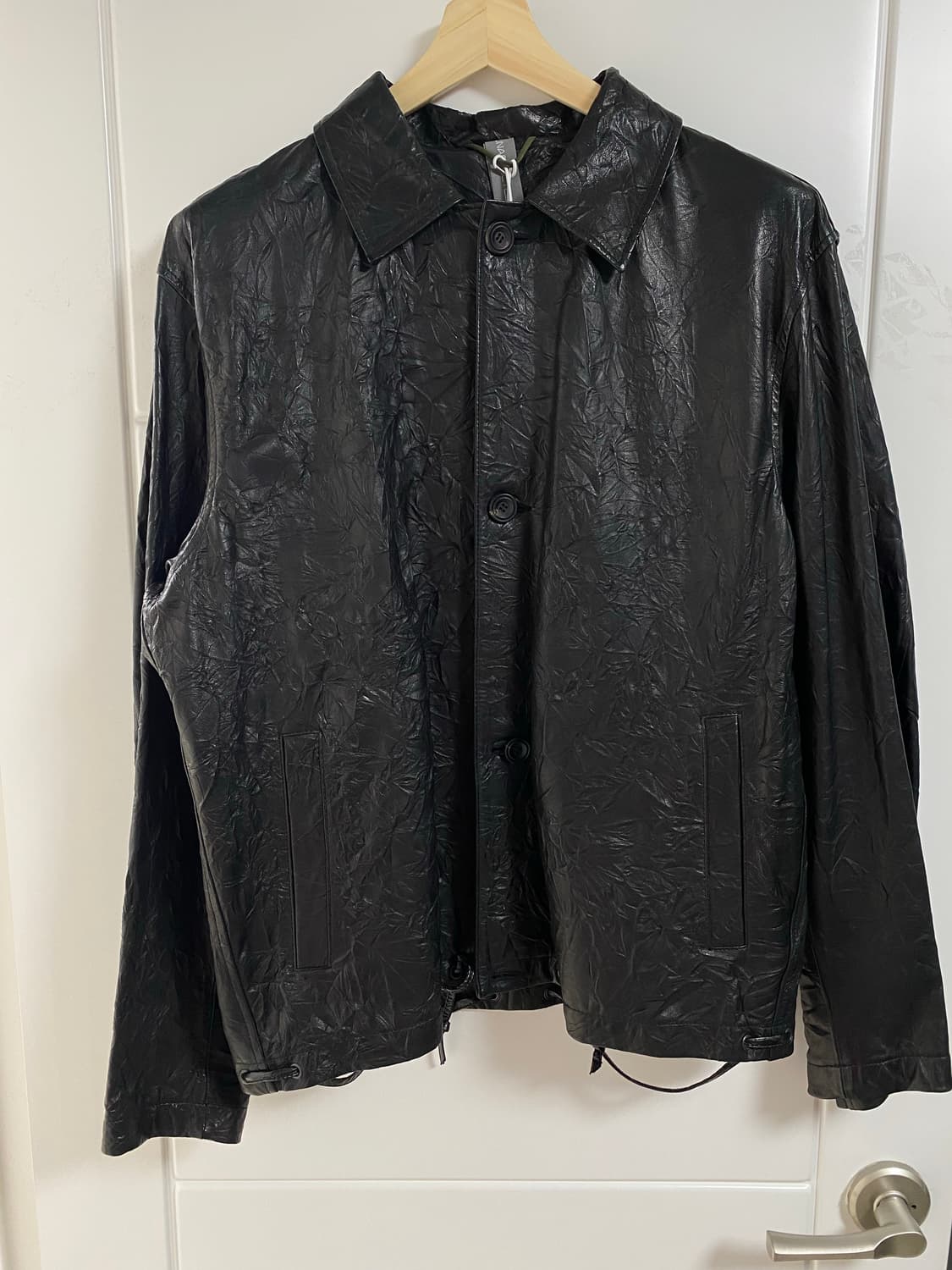 [L] 언어펙티드 드로스트링 레더 자켓 unaffected 상품이미지4