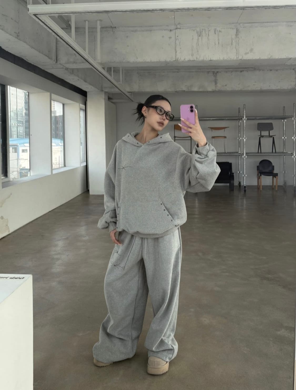 양기모 스터드 후드 셋업 상품이미지3