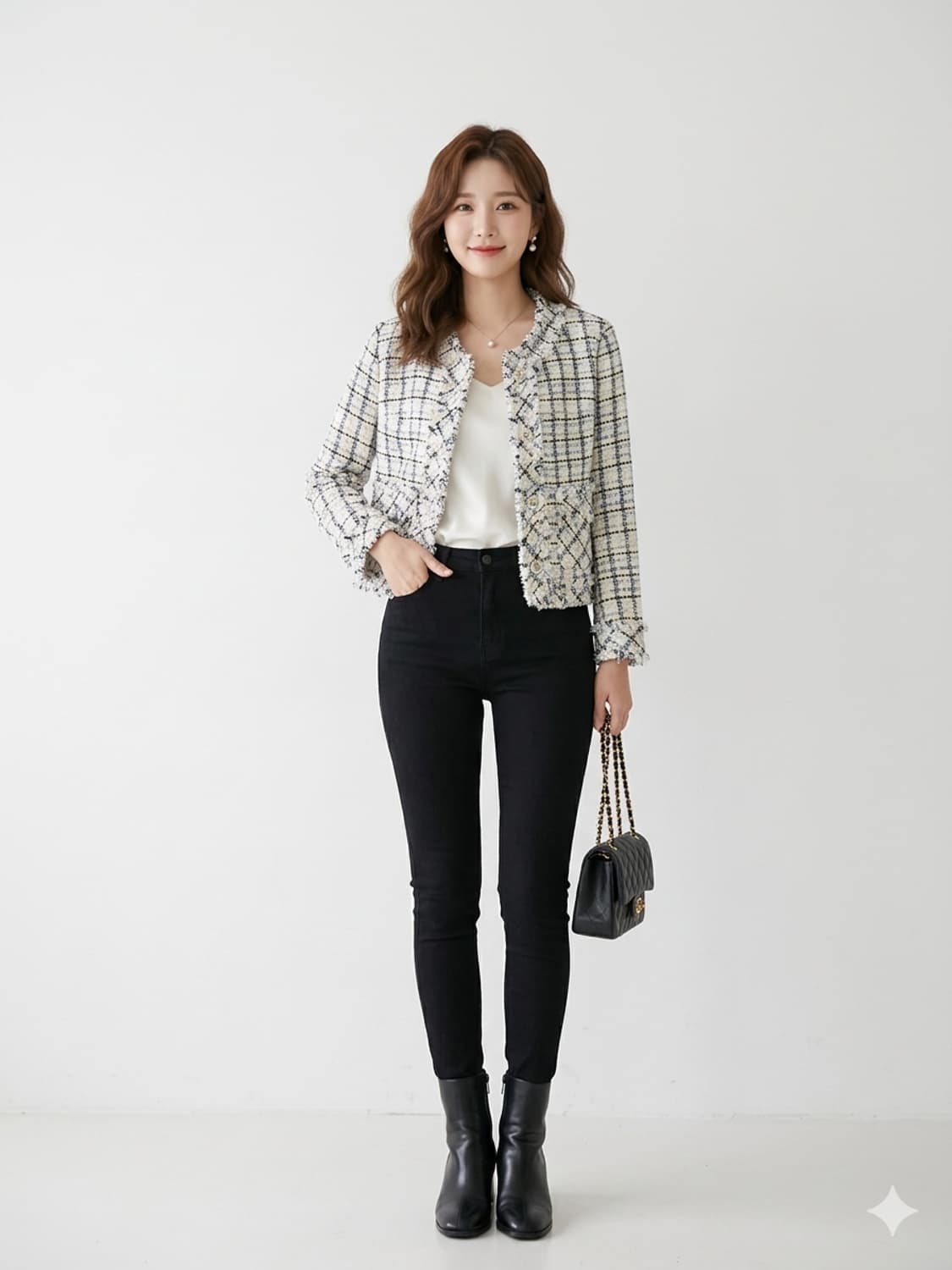 미센스(ME-SENSE) 수술 디테일 트위드 자켓 상품이미지1