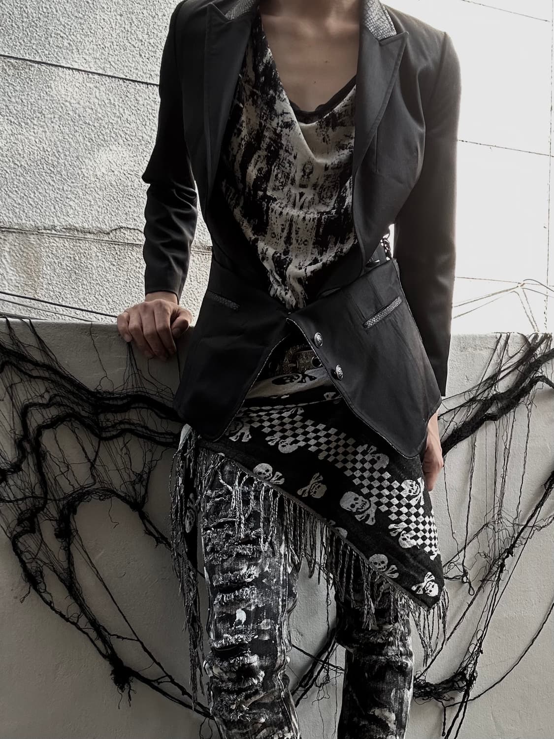 *rare design* VTG v-kei 디테일 블랙 펑크 자켓 상품이미지3