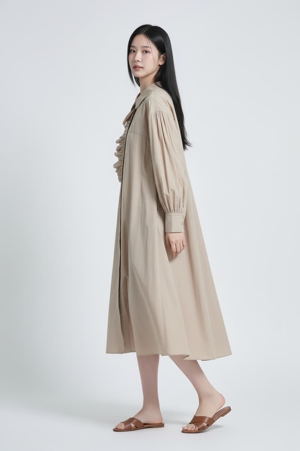 오즈세컨 연핑크 롱 플리츠 언발란스컷 원피스 S 상품이미지1