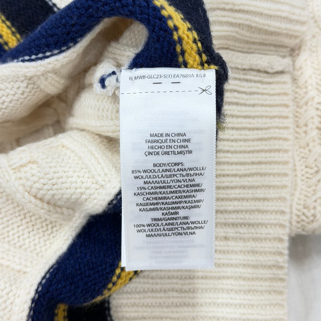 폴로 랄프로렌 믹스드 크리켓 캐시미어 울 브이넥 니트 아이보리 2XL 상품이미지5