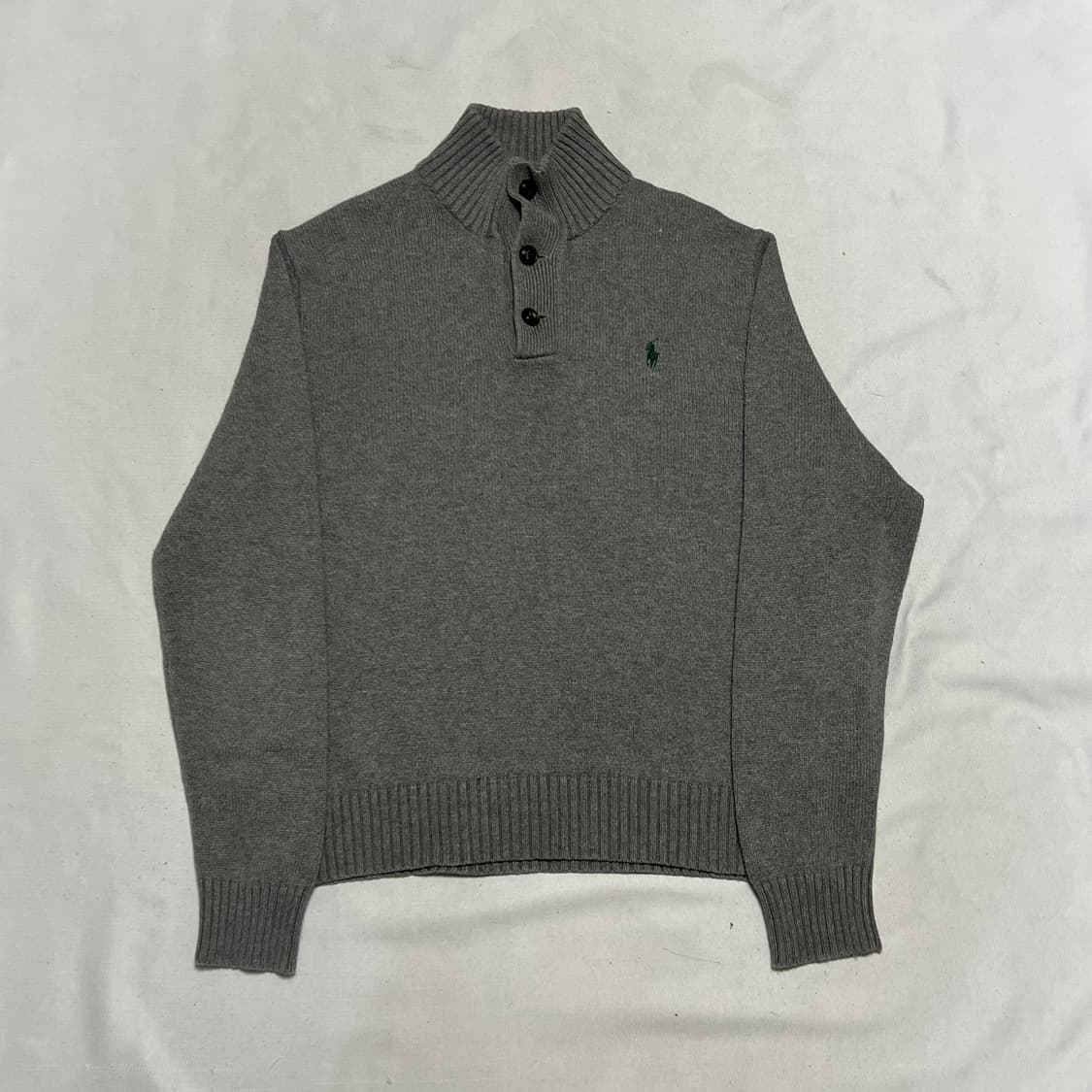 M 폴로랄프로렌 그린 포니 버튼 터틀넥 그레이 코튼 니트 상품이미지2