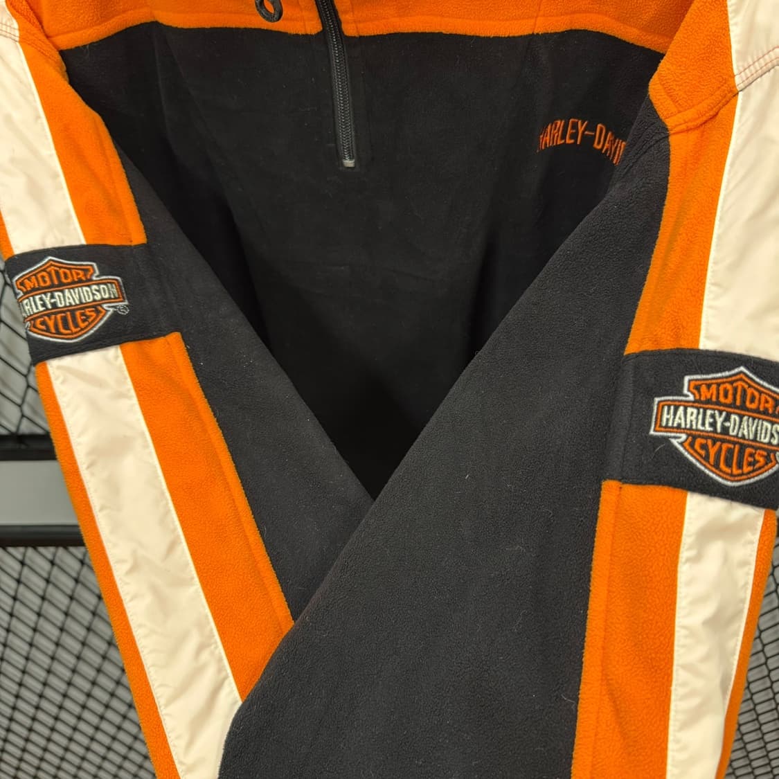 00s 할리데이비슨 플리스 자켓 손목 포켓 디테일 오렌지 블랙 상품이미지6