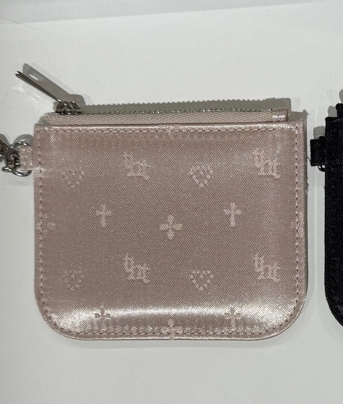 쓰리타임즈 자카드 체인 지갑 핑크 상품이미지1