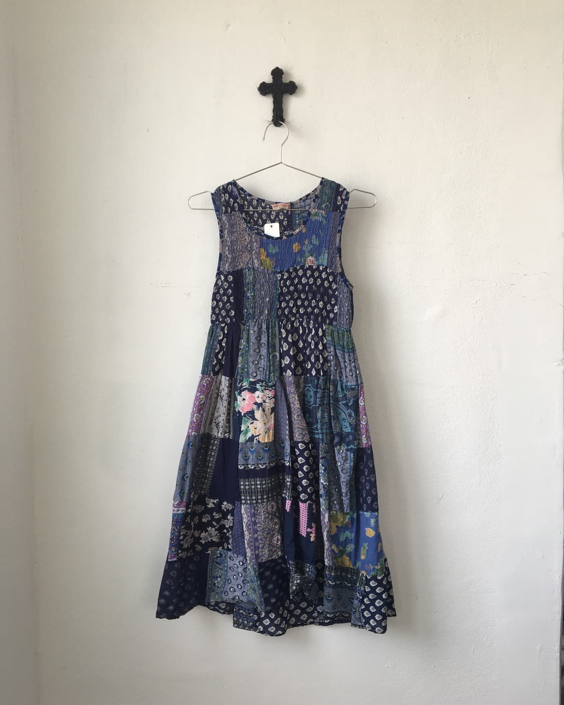 Patch work point sleeveless one piece 상품이미지2