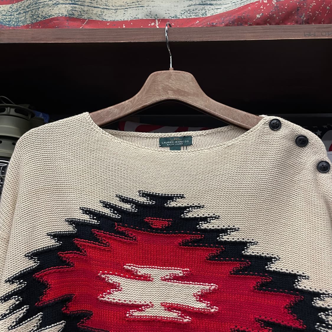 폴로 랄프로렌 LRL 아즈텍 패턴 웨스턴 숄더 버튼 니트 스웨터 상품이미지3