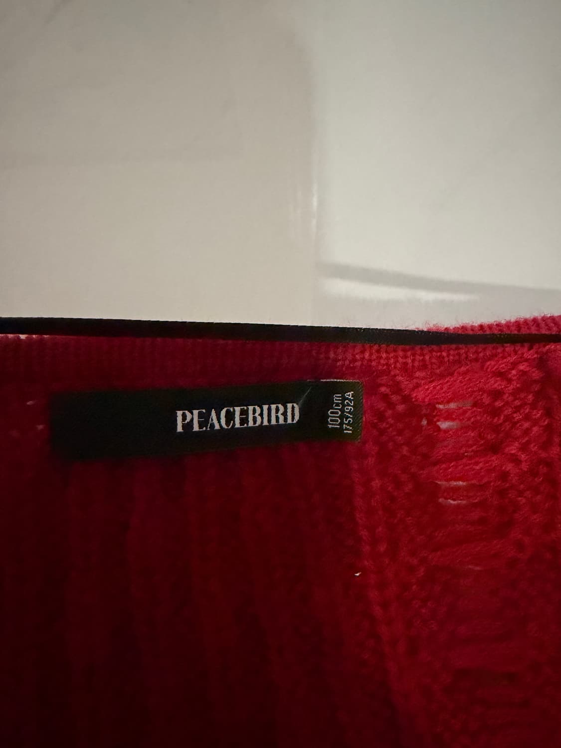 Peacebird 레드 케이블 니트 가디건 상품이미지4