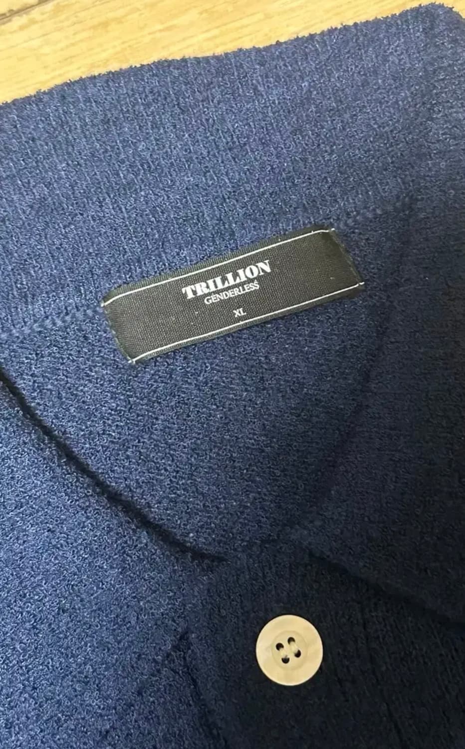 트릴리온 워셔블 부클 카라 반팔 니트 네이비 XL 상품이미지2