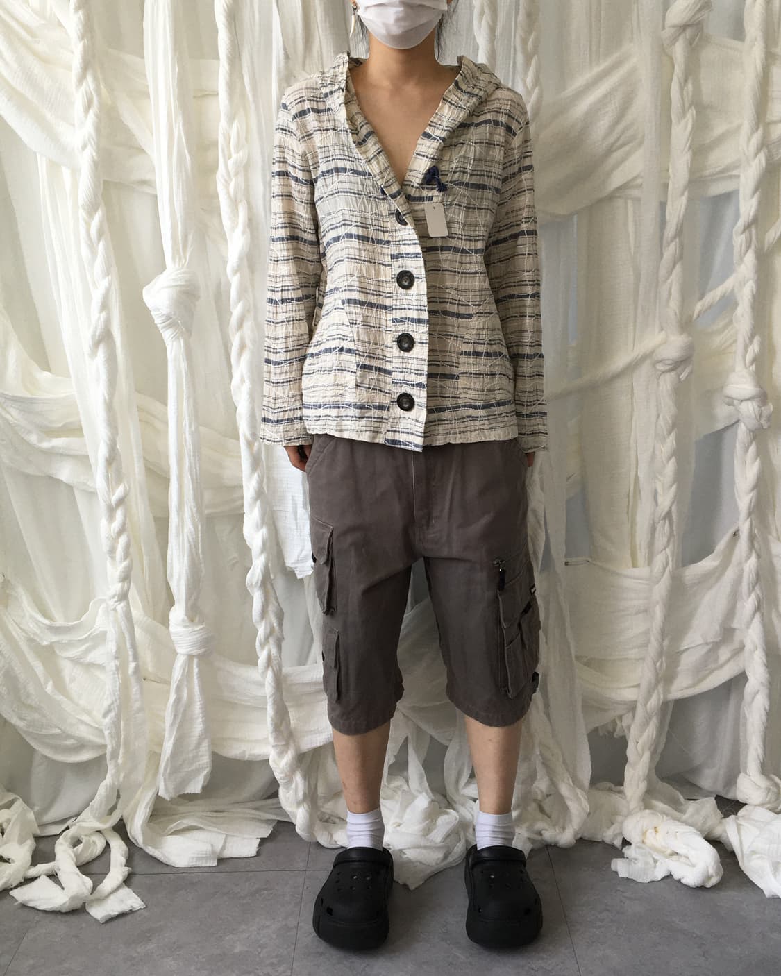 Embroidery stripe pattern hood jacket 상품이미지7