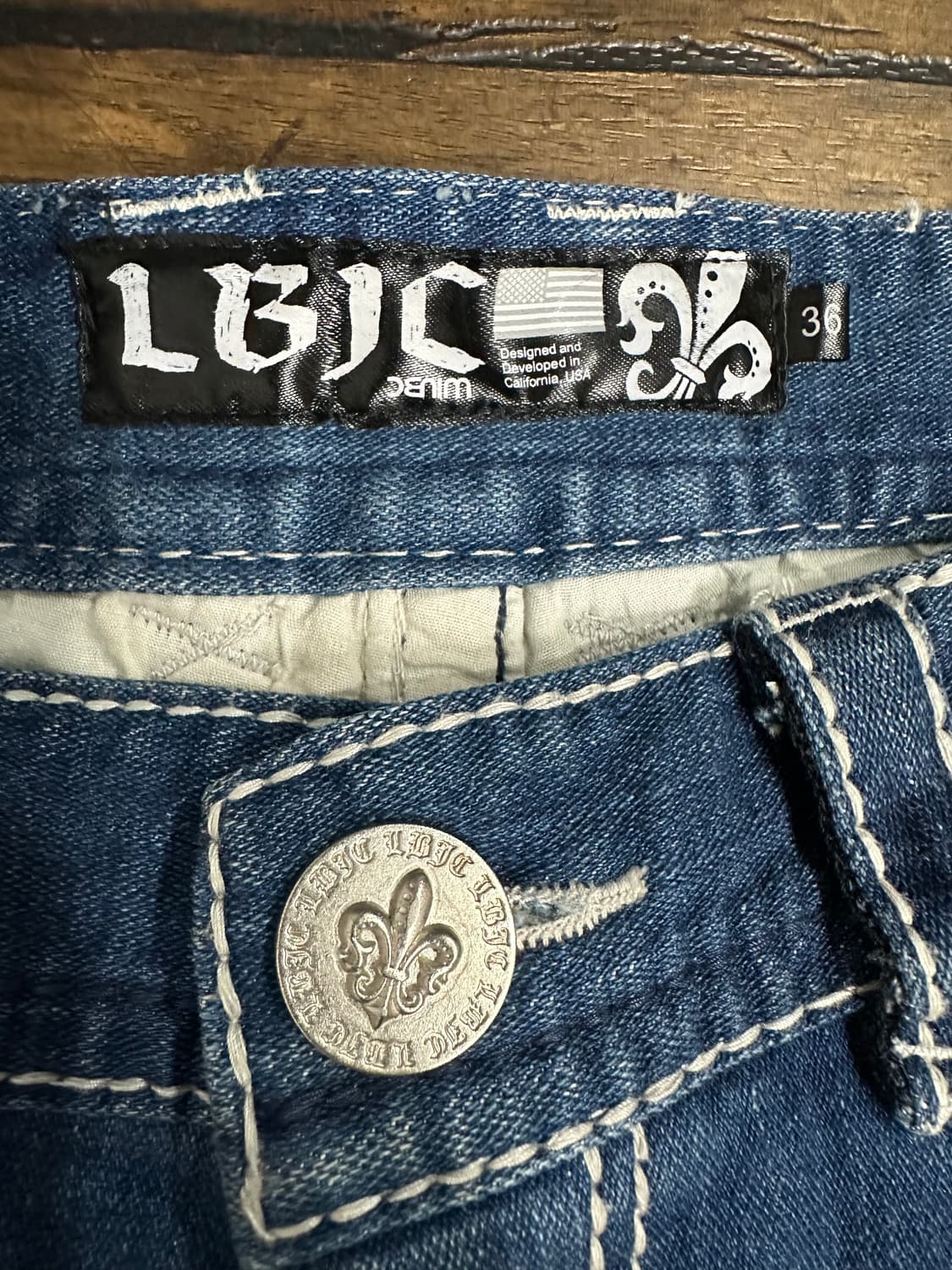 미국 빈티지 LBJC 플뢰르드리스 세미부츠컷 데님 36사이즈 상품이미지6