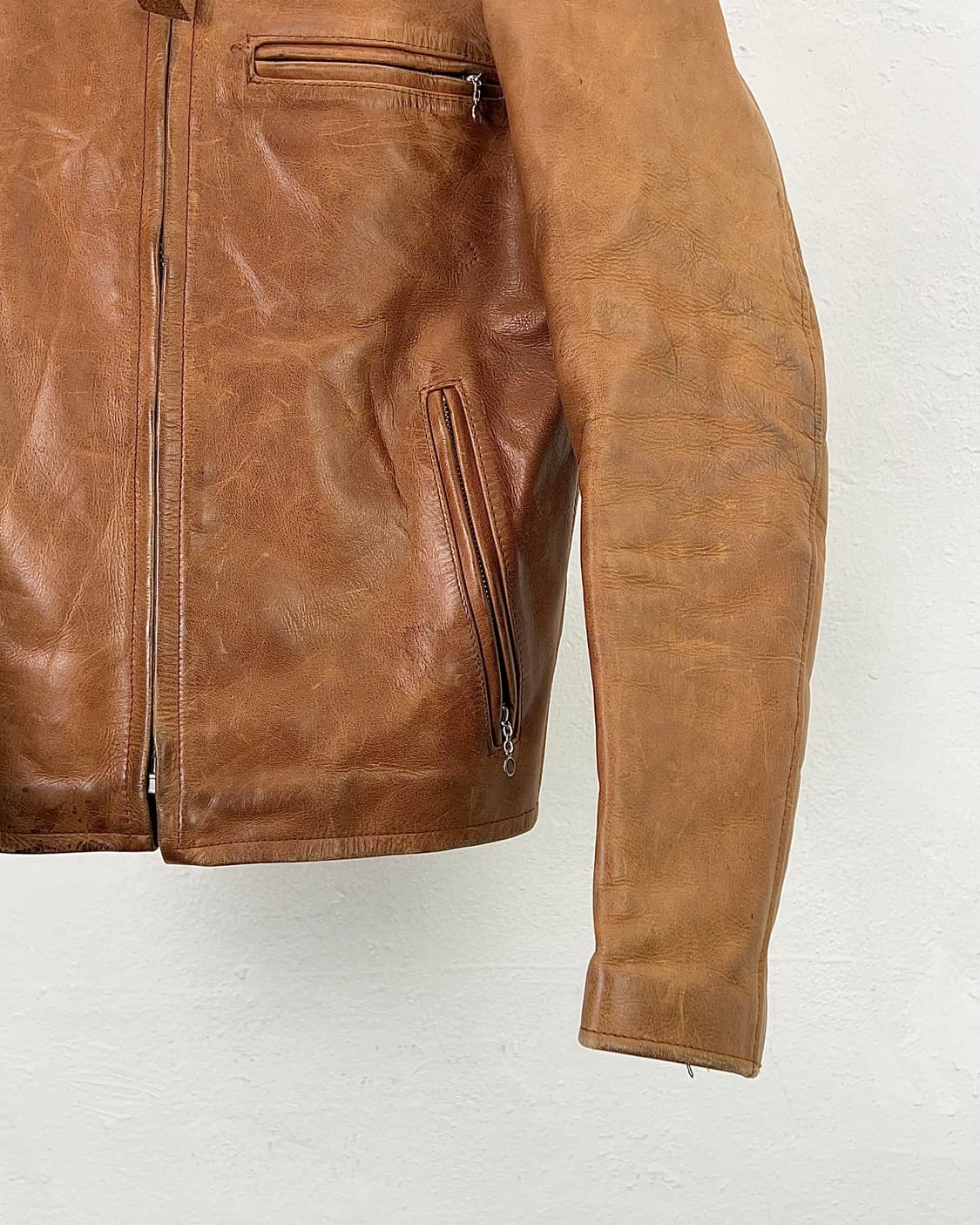 인디언 모터사이클 탠 카우레더 퀼팅 싱글 라이더 자켓 상품이미지5