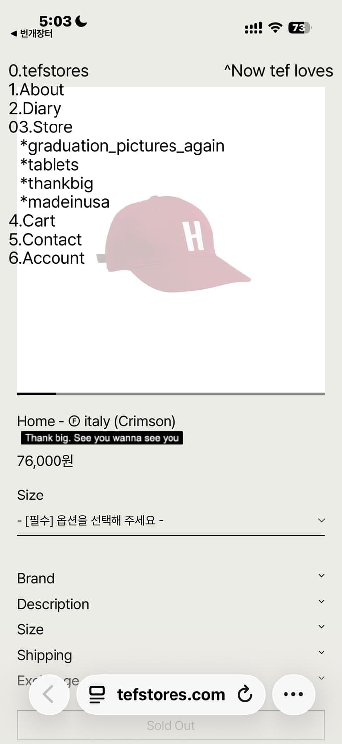 테프스토어즈 H(italy) M사이즈 상품이미지1