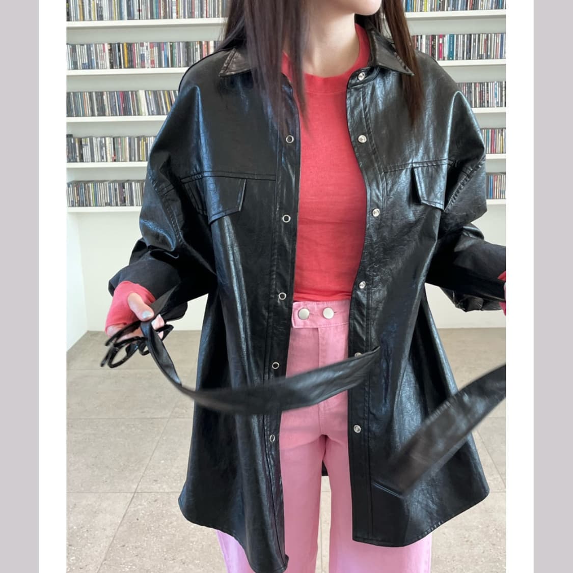 ARE YOU 레더 셔츠자켓 프리사이즈 새상품 상품이미지6