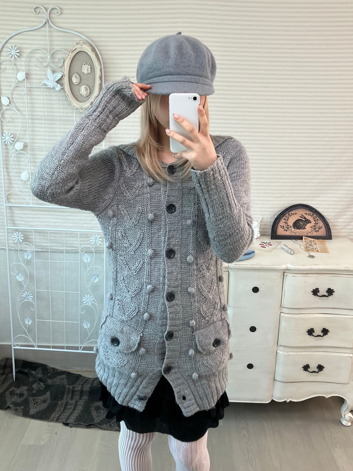 jpn vintage grey pompom pocket hood cd 상품이미지5