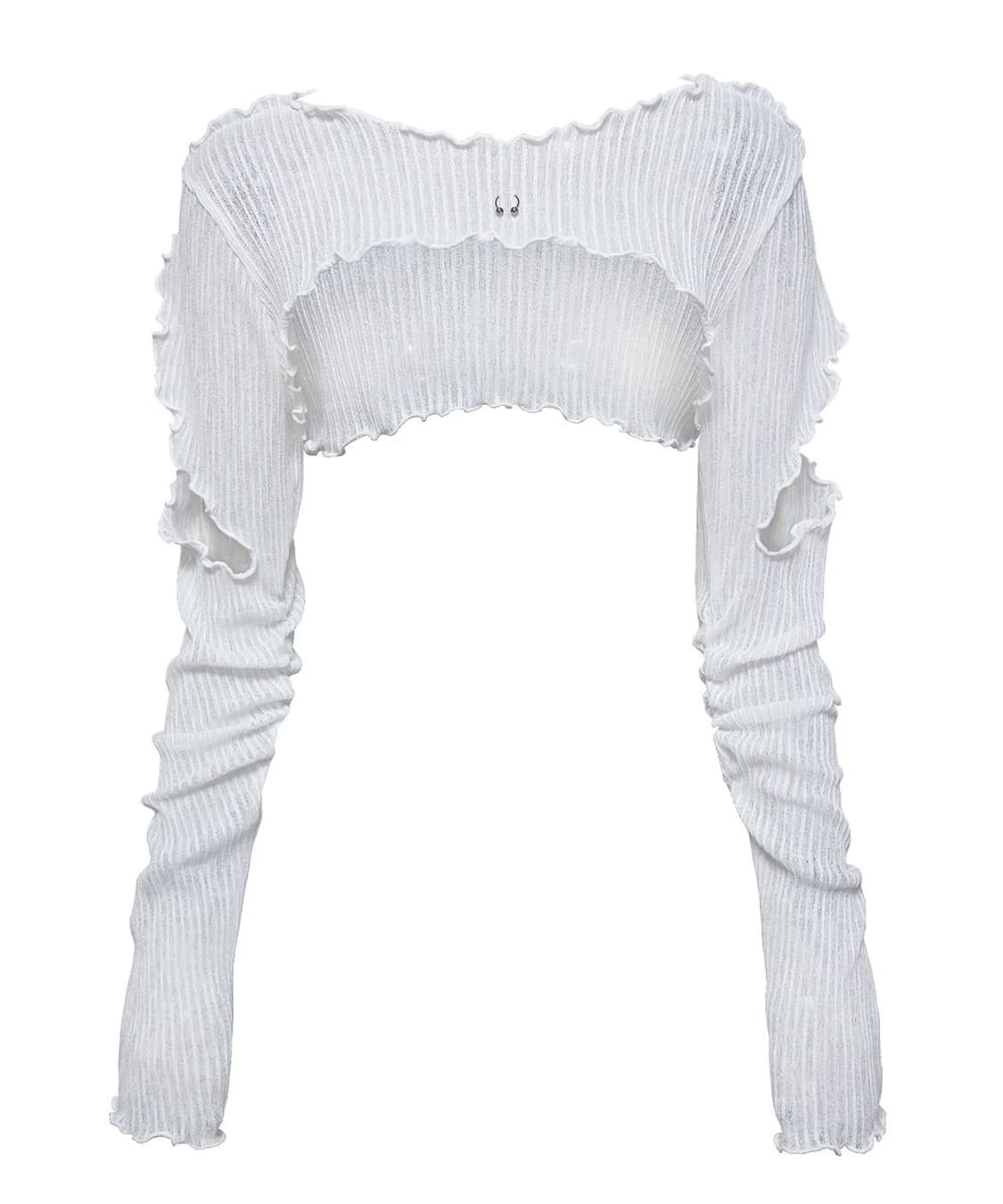 메조쿤스트 컷아웃 링클 크롭 탑 블랙 레이어드 볼레로 상품이미지5