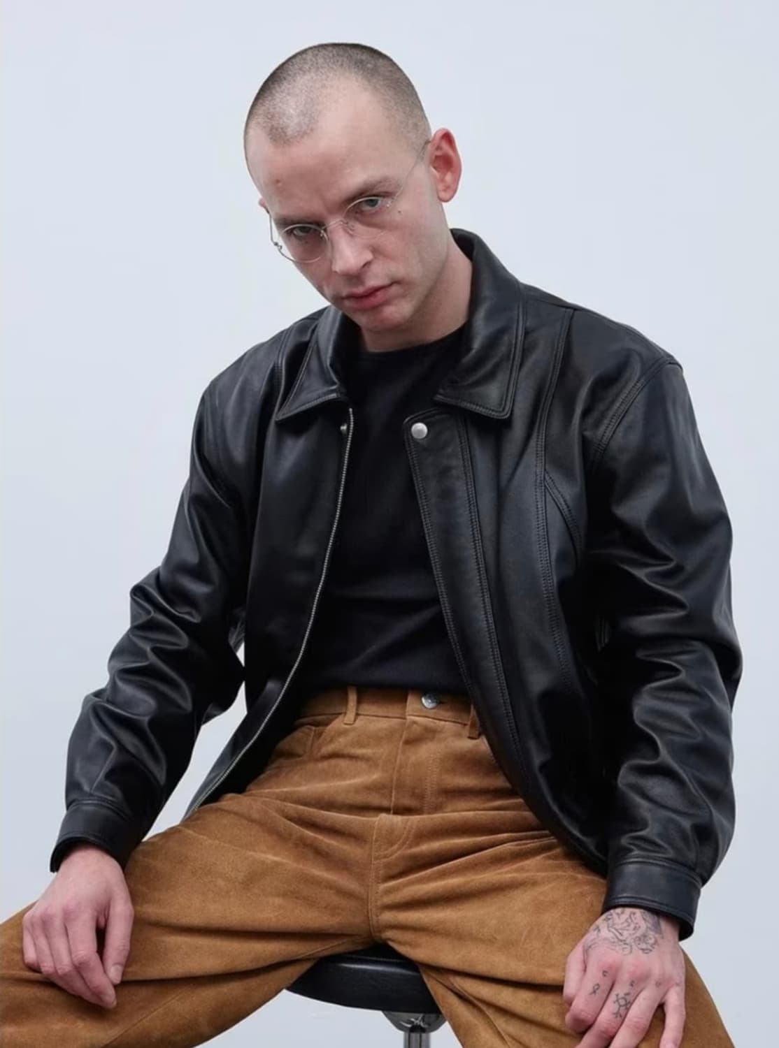 (50) 선플라워 90s 레더 봄버 상품이미지1