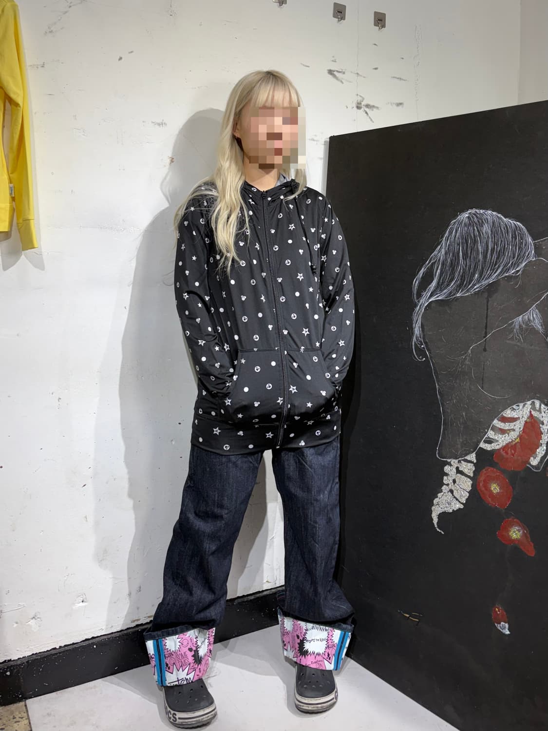 JPN 일본 빈티지 DISNEY 디즈니 도트 후드 집업 져지 L 상품이미지6