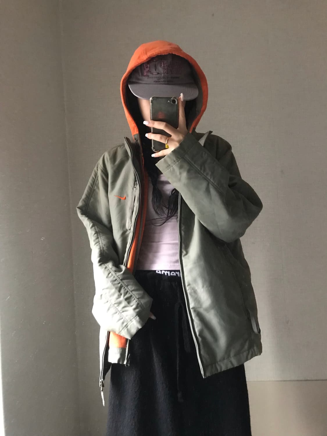 나이키 00s 카키 패딩 자켓 상품이미지4