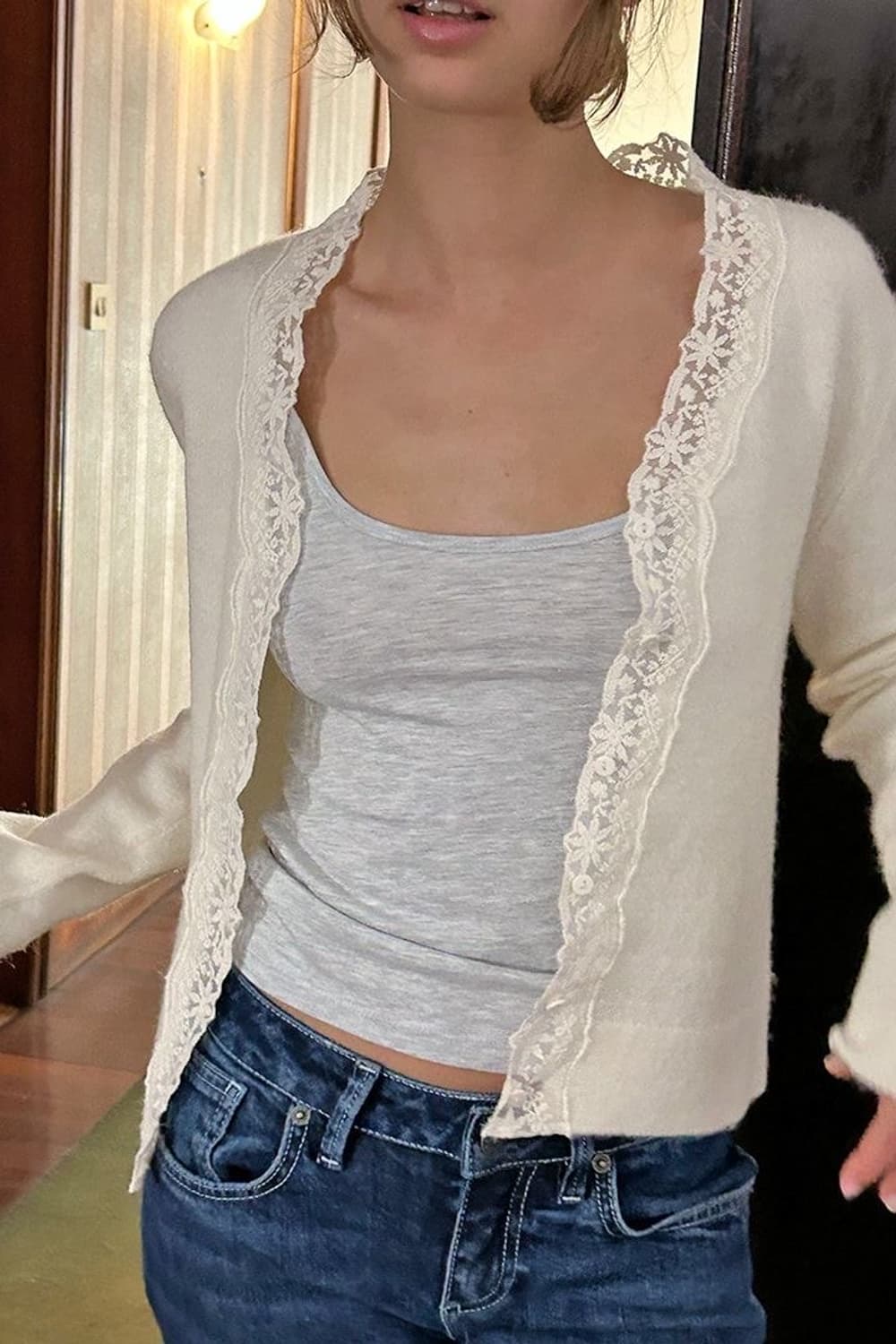 섭듀드 Subdued 레이스 가디건 라이트 옐로우 M 상품이미지1