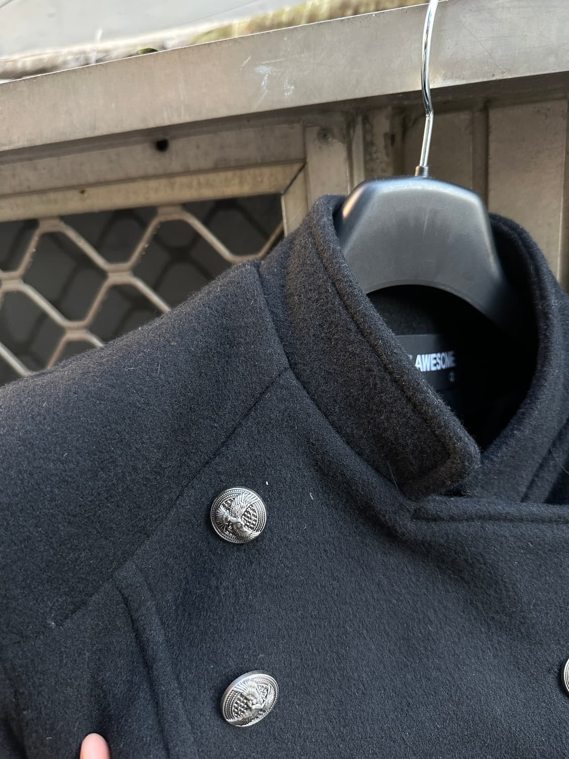 Silver double breasted eagle button coat 상품이미지5