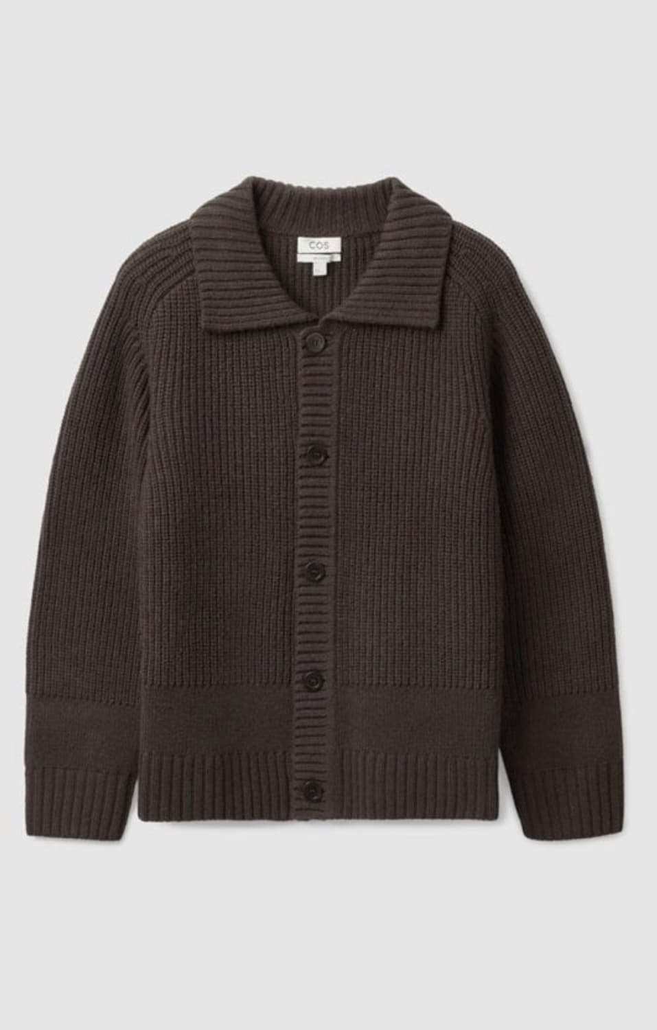 COS 리브드 울 니트 가디건 다크 브라운 L 상품이미지2