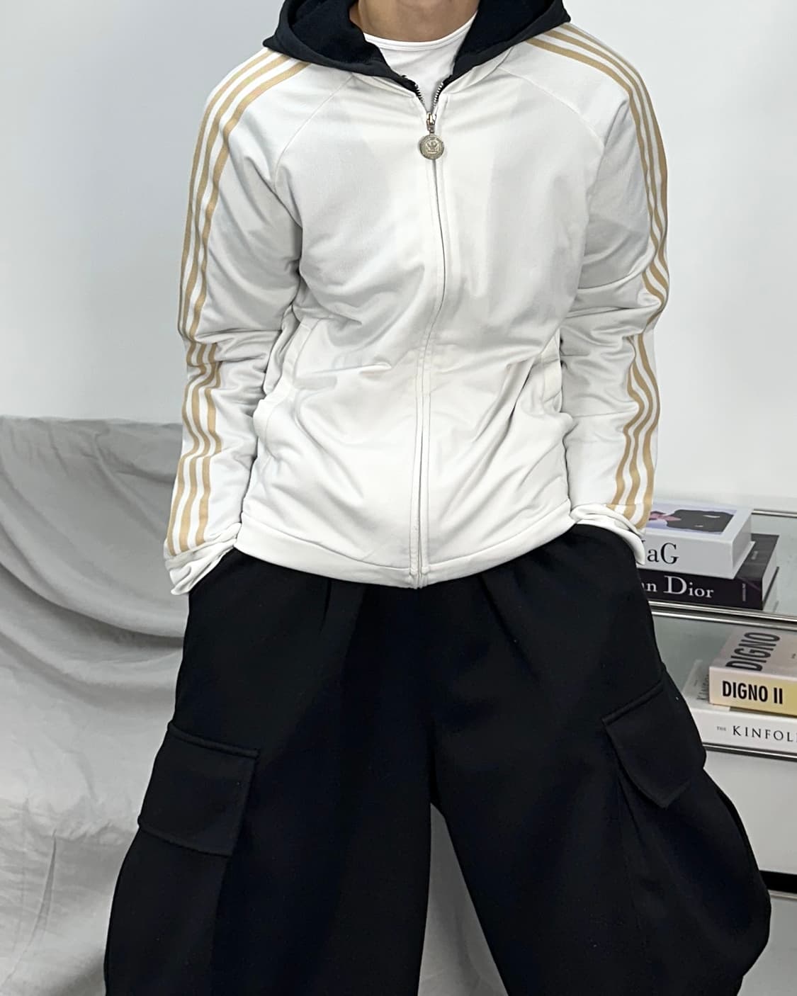 아디다스 00s 빅 파이어버드 화이트 골드 트랙탑 져지 M 상품이미지1