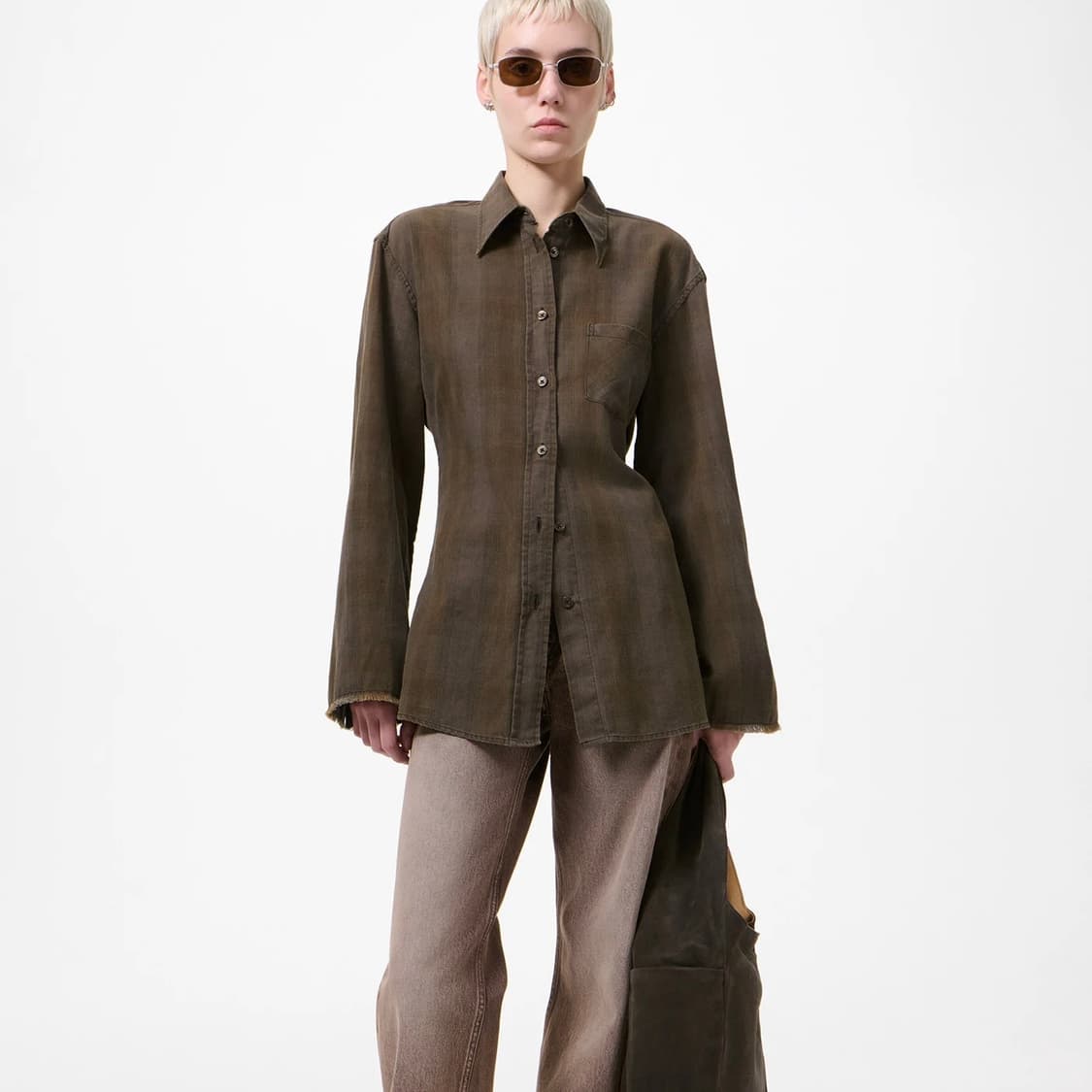 [34,36,38]아워레가시 26ss DAISY 체크 셔츠/브라운 상품이미지1