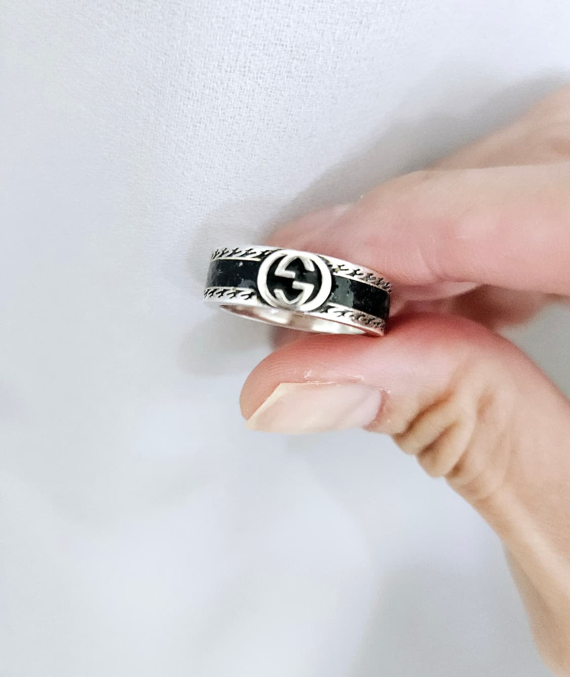 구찌 인터로킹 G 와이드 블랙 반지12호/실측 약11.5호[정품/풀세트] 상품이미지6