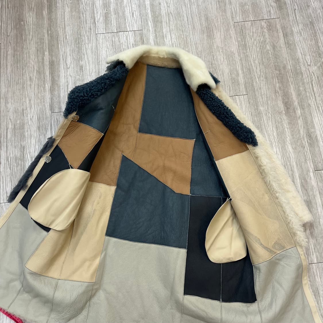 밍크 양털 양가죽 패치워크 롱 무스탕 코트  상품이미지3