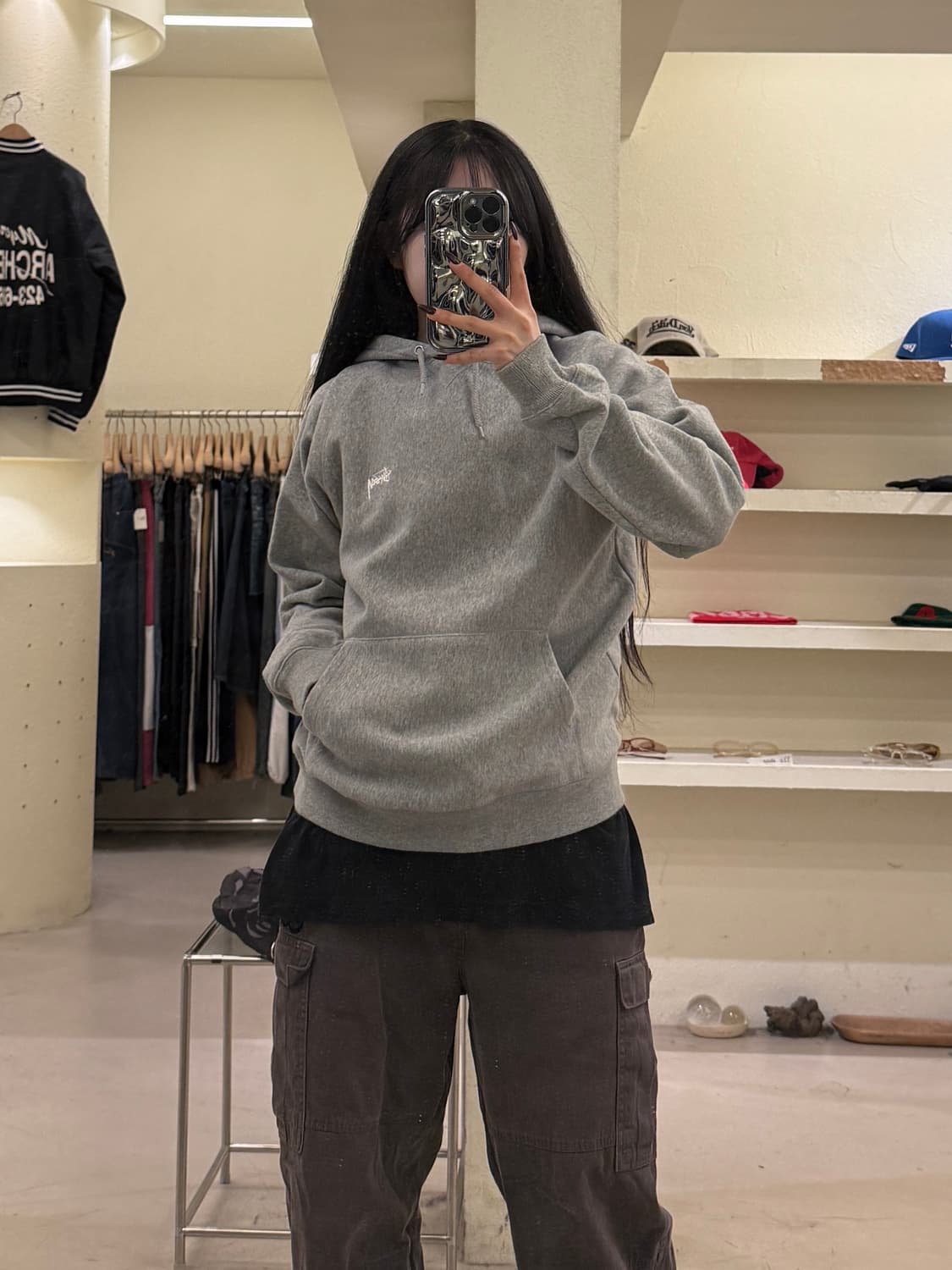 스투시 스몰 로고 그레이 후드티 U1694 상품이미지1